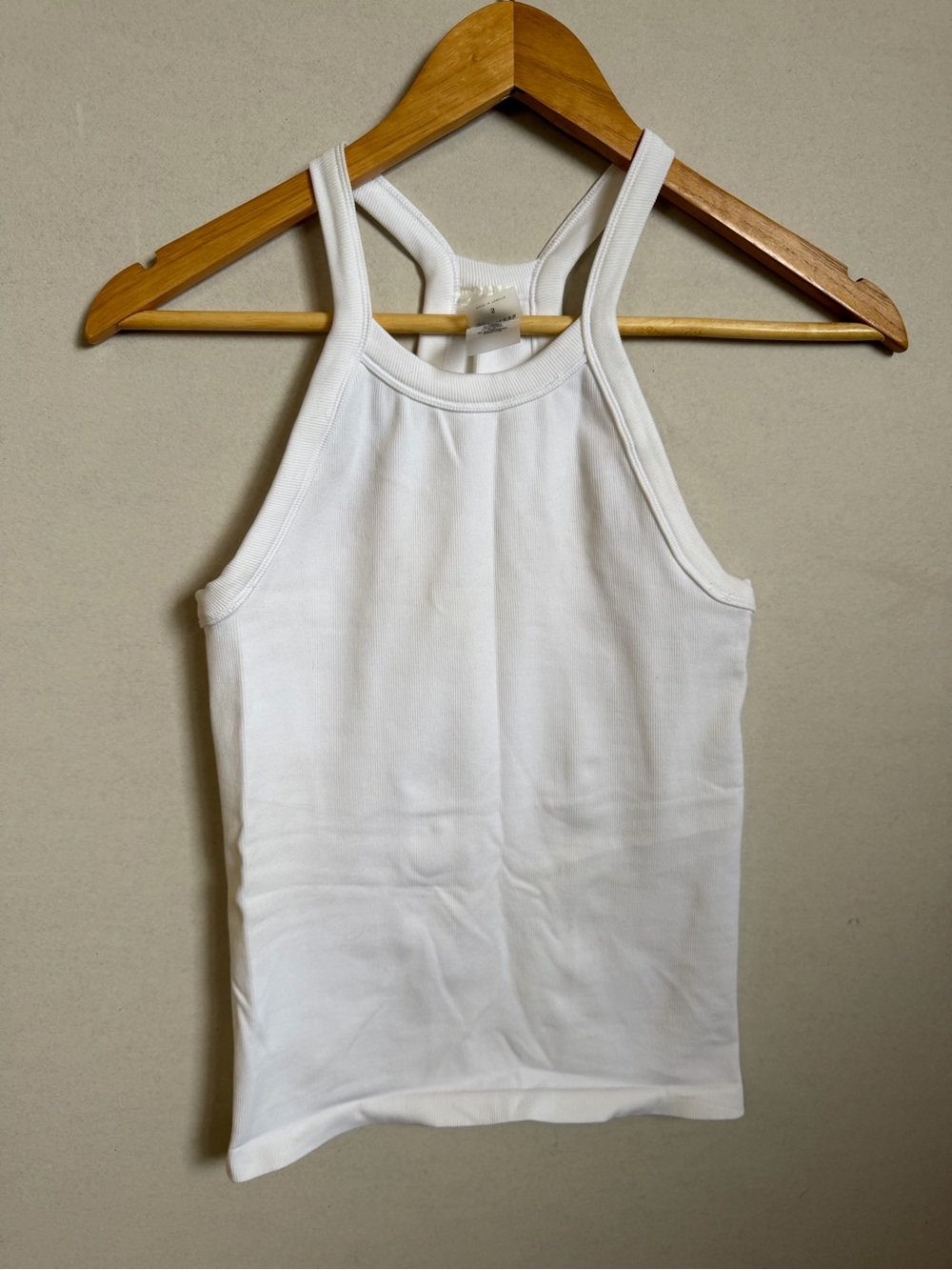 Aritzia White Ribbed Racerback Tank